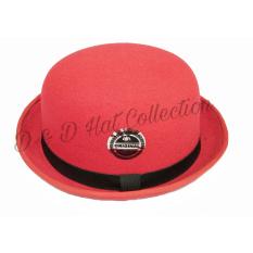D & D Hat Collection Bowler Hat / Topi Pria Fedora Bowler Chaplin Dewasa New Edition – Merah