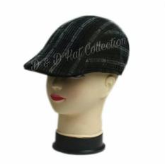 D & D Hat Collection Newsboy Cabbie hat / Topi Pet Motif Salur - Hitam Abu