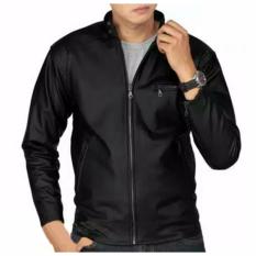 D1NY Collection Jaket Kulit Sintetis Kasual Klasik Hitam