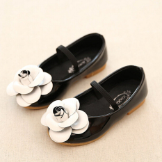 Daily Fashion Girl's Kid's Flowers Casual Cute Rubber Sole PU Leather Shoes I95 Black - intl