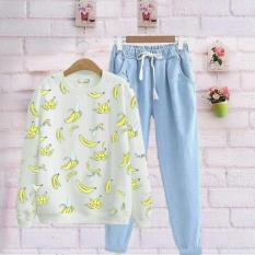 damai - baju sweater set siska celana joger denim - konveksi
