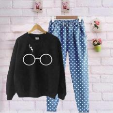 damai fashion - baju set sweater felly denim - konveksi