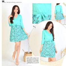Damai fashion -MURAH dress zig zag green - konveksi - tanah abang