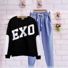 DAMAI FASHION JAKARTA -SETELAN BAJU EXO COMBI DENIM