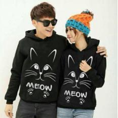 Damai - sweater hoodie cp Joan black meow - konveksi tanah abang