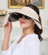 Musim Panas Topi Pelindung Sinar Matahari Wanita Topi Tabir Surya Dapat Diregangkan dan Dieratkan Atas Lubang Perlindungan UV Topi Matahari Luar Rumah Bersepeda Bertepi Besar Topi Pantai