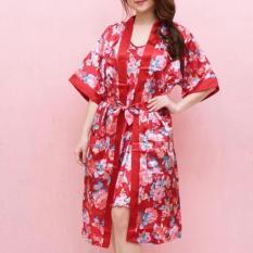 Daster Cantik stelan kimono merah-bunga