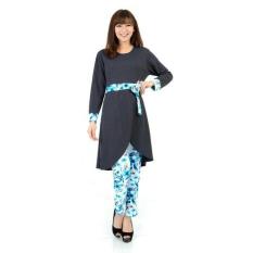 DaveCollection - Setelan tunic Ezra dengan celana panjang motif bunga - RED