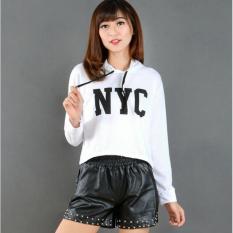 DaveCollection - Sweater NYC Crop With Hodie - WHITE