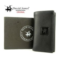 David Jones dompet kulit stnk gantungan kunci mobil / motor motif polos 1153 hitam ( DJ GKP 7901 )