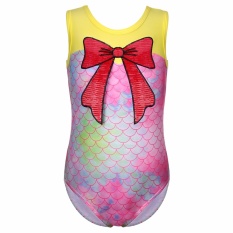 DAXIANG 3-10Y Girls Dance Leotard Simulasi Sisik Ikan Besar Busur-simpul Tanpa Lengan Balet Tutu Baju Senam Triko-Intl