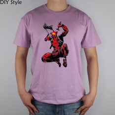 DEADPOOL PULL KATANA short sleeve T-shirt Cotton Men T shirt New round neck summer men's tee pink