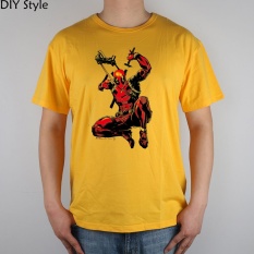 DEADPOOL PULL KATANA Short Sleeve T-shirt Top Lycra Cotton Men T Shirt New DIY Style (Yellow)