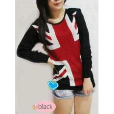 Debbie Gallery Sweater Wanita Rajut Bendera Inggris FS0180 – HITAM / Baju Hangat / Kaos T-Shirt Lengan Panjang / Rnengland