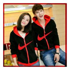 DeCouple Jaket Modern Baru Pasangan Cewek dan Cowok Model N / Jacket Couple Just Do It / Jaket Sepasang / Jacket Girl & Jaket Pria LC - Merah