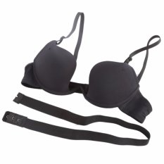 Deep U V Bra Backless Push Up LowCut - Hitam