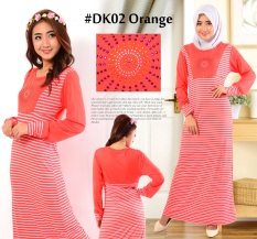 DeKaCo Gamis Muslim Spandek Simpel Cantik DK002 Orange