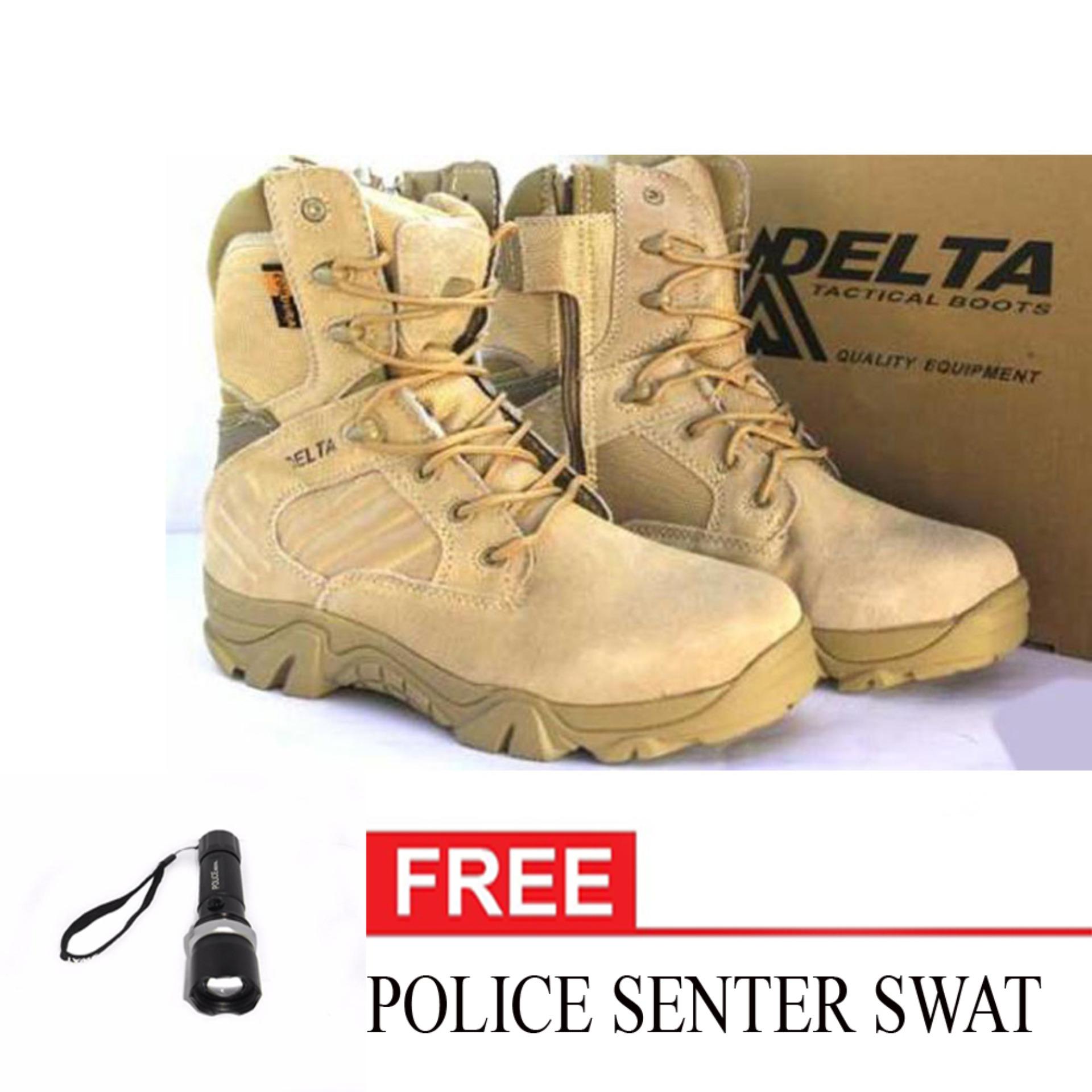 Delta Dbest Sepatu Boot Hiking Delta High 8inch Quality Outdoor + POLICE SENTER SWAT