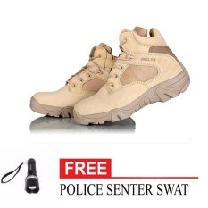 Delta Sepatu Army Tracking Shoes Tactical Pendek Coklat + Senter Army SWAT