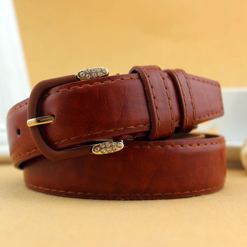 Desain Sabuk Wanita Strap Kulit Berkualitas Tinggi Girls Pin Buckle Ladies Long Belt [Coklat]-Intl