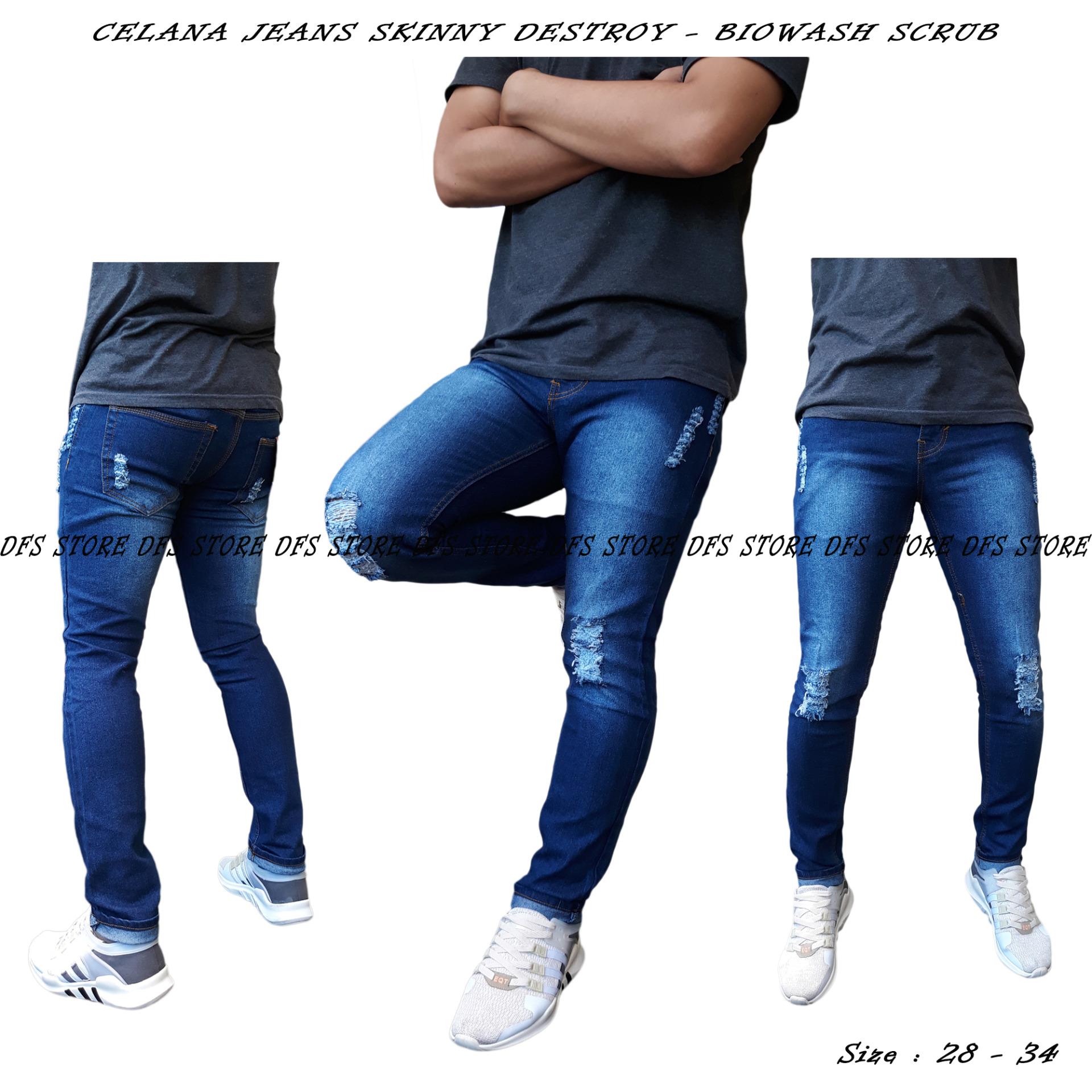 DFS CELANA JEANS SKINNY / SLIMFIT / PENSIL PRIA - DESTROY BIO WASH SCRUB