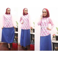 Dhala - 4in1 Busana Muslimah Hello Kitty Denim (Baju+Rok+Pashmina+Belt)