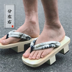 Di Mana Ni Xia Kayu Putih Gaya Jepang Sandal Jepit (Model Pria + Petir Putih Naga)