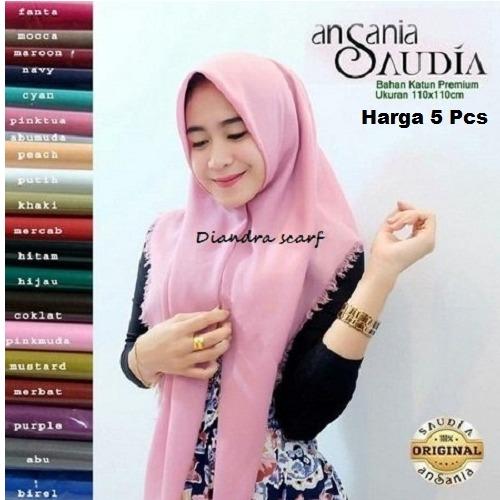 Diandra Scarf - 5 Pcs Saudia Ansania Jilbab Hijab Kerudung Segiempat Polos