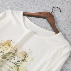 Dicetak Jersey Dasar Lengan Panjang dari Pakaian Wanita Atasan Baju Dalaman (Putih Susu)