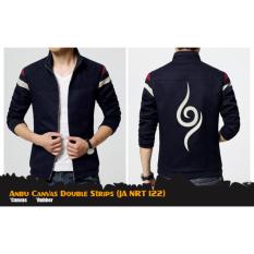 Jaket Canvas Korean Style Anime Naruto Anbu Double Strip (JA NRT 122) Best Seller - Black