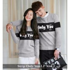 Distributor Baju Online - Kemeja Couple Murah - Baju Couple Strip Only You LP Abu
