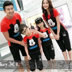 Distributor Couple Family - PROMO Kaos Keluarga Online - Couple - 2 anak - Mickey 3Cl MERAH