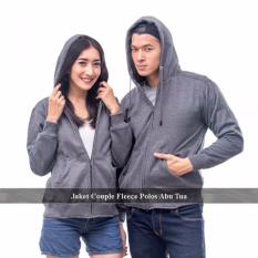 Distributor Jaket Couple - Sweater Couple Online - Jaket Couple Polos Abu Tua Fleece
