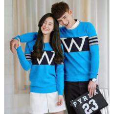 Distributor Sweater Couple Online - Baju Pasangan Murah - Lp Pasangan ( Kapel / Capel / Copel ) Wonder Biru