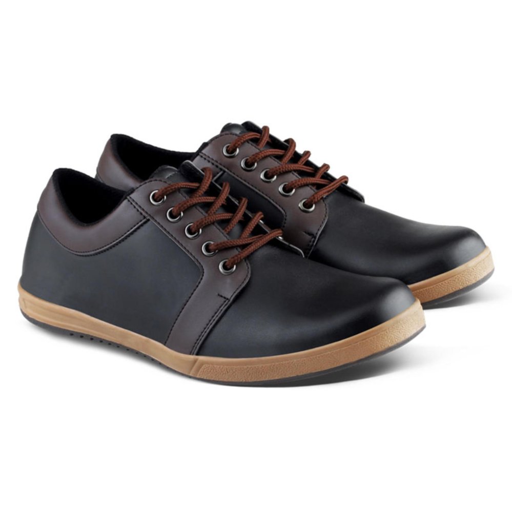 Distro Bandung VR 060 Sepatu Casual Formal Pria - Hitam Komb