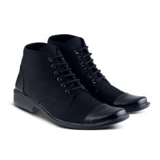 Distro DS 453 Sepatu Boots Formal Pantofel Pria Untuk Kerja dan Kantor kanvas - Hitam