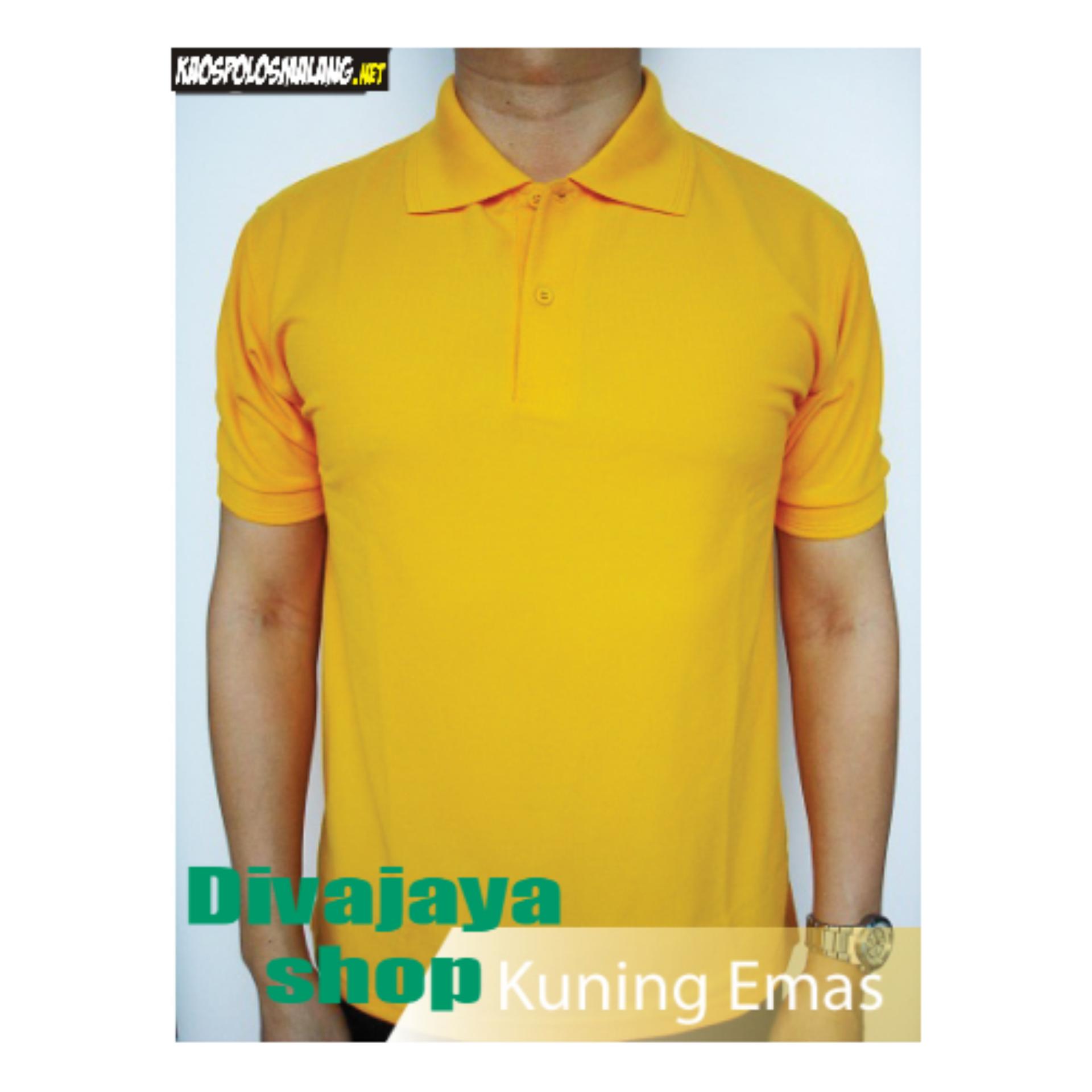 Kaos Polos Kerah 100% Cotton Pique - Kuning Emas   