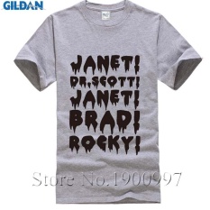 Diy T Shirt Janet, Brad, Dr. , Frank N Furter, Horror, Musical, Mens Short T-Shirt grey