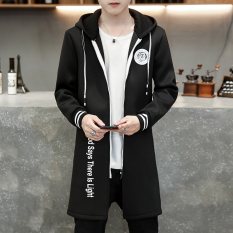 Dj872tp45 Bagian Tipis Setengah Panjang Model Jaket Parka Pria Jaket Angin (Hitam)