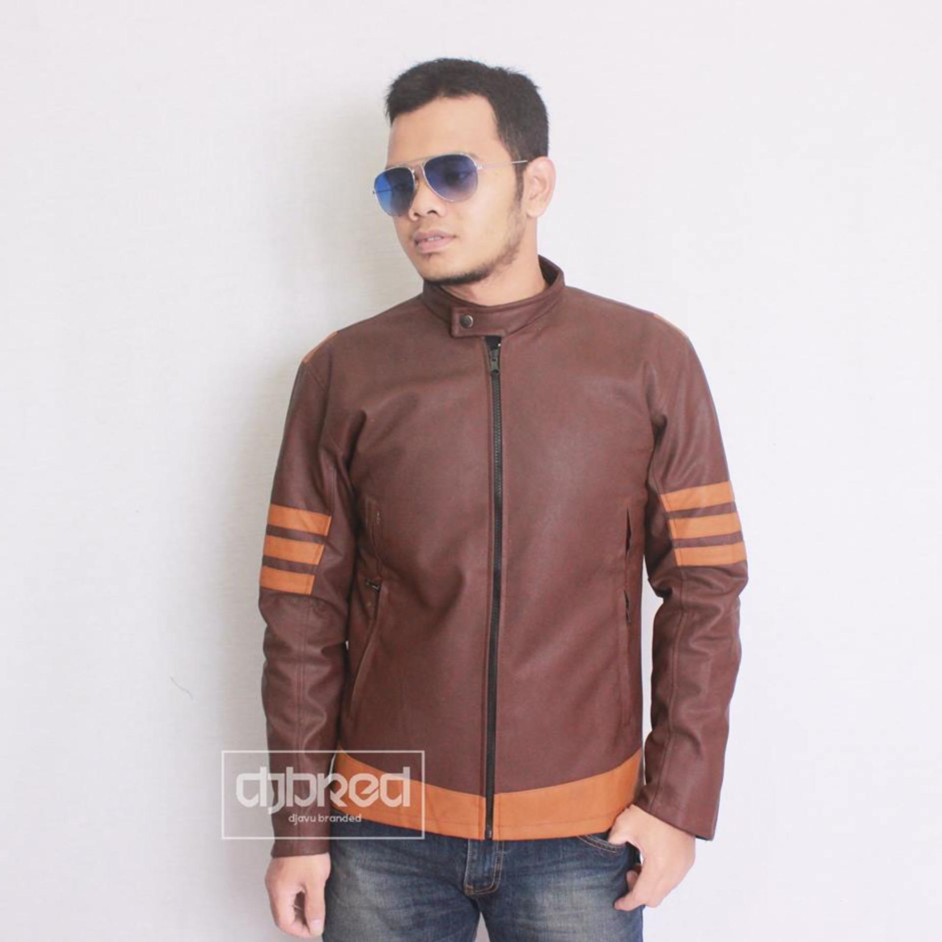 Djavu Jaket Kulit Sintetis Pria Wolverine [Coklat]