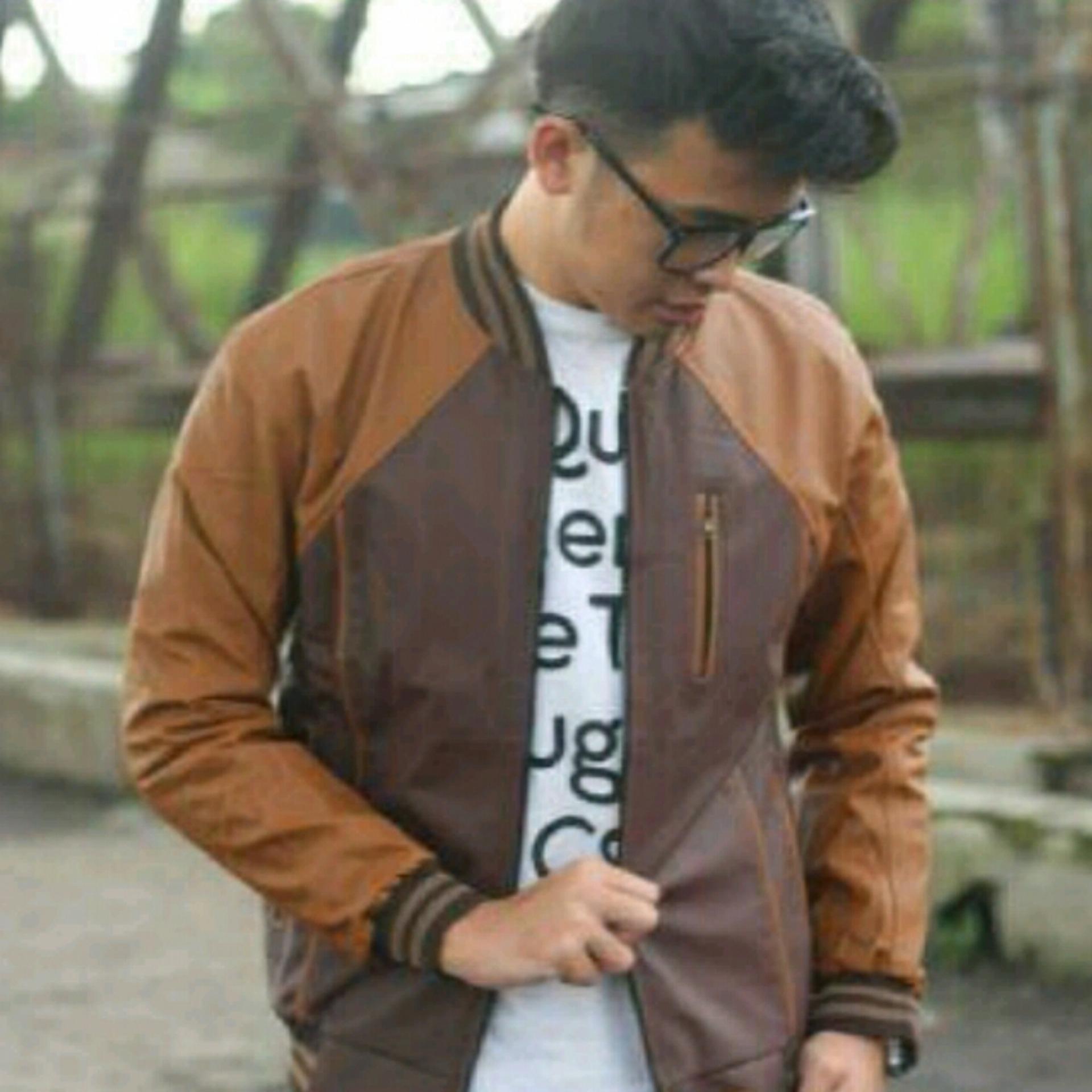 DJAVU Jaket kulit sintetis regan pria - Cokelat