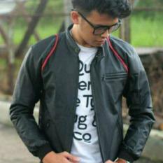 DJAVU Jaket kulit sintetis aril SK24 pria list hitamIDR105000. Rp 105.000