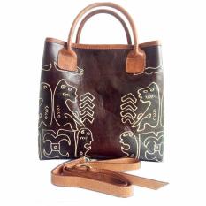 Djogja Klasik Craft Tas Kulit Nabati - WB Besar Lukis Asmat - Coklat