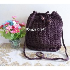 Djogja Klasik Tas Rajut Nilon Serut Gaul - Coklat