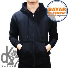DK Jaket Polos Hoodie Zipper - Hitam