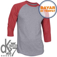 DK Kaos Polos Raglan Lengan 3/4 Unisex Kualitas Distro Murah