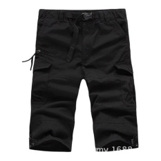 DK16 Musim Panas Pria Baggy Multi Pocket Militer Kargo Ritsleting Short Hot Celana Panjang Pria Army Hijau Khaki Pria Taktis Pendek Ukuran Plus Hitam-Internasional