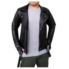 dm Jaket Ramones Kulit Domba Asli dengan Tekstur Kulit Halus dan Lembut - Black