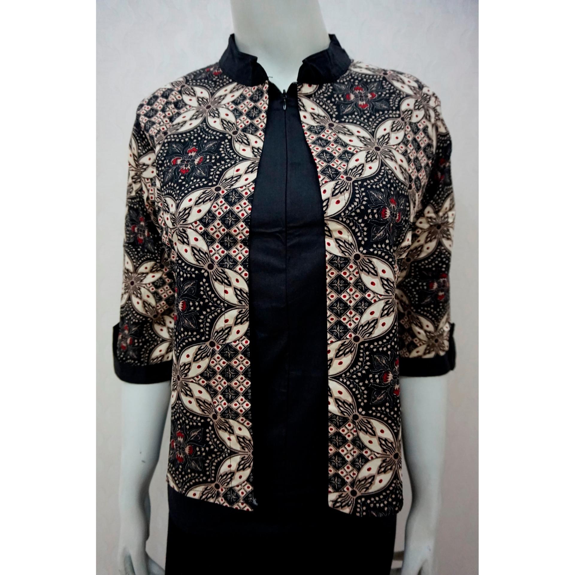 DNS NAGREG049 KEMEJA MOTIF WANITA NAGITA BATIK BUNGA HITAM