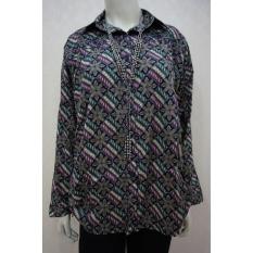 DNS XXL0107 KEMEJA MOTIF WANITA BATIK KOTAK BIRU